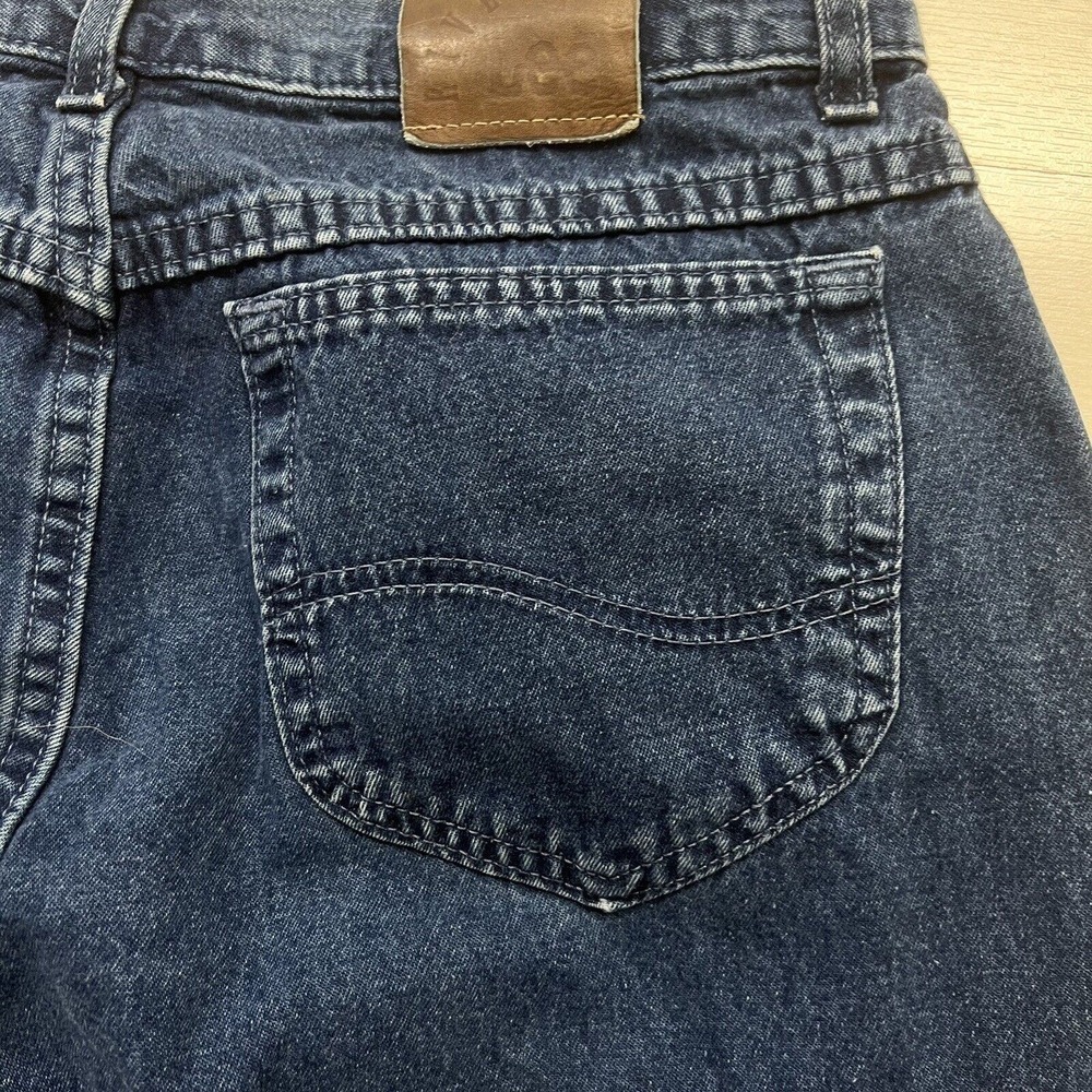 Vintage Lee Riveted Baggy Jeans Womens 14 Blue Mom Jeans High Waist USA MADE - Picture 12 of 14
